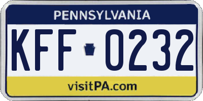 PA license plate KFF0232