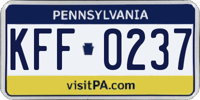 PA license plate KFF0237