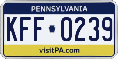 PA license plate KFF0239