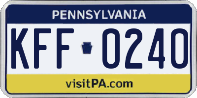 PA license plate KFF0240