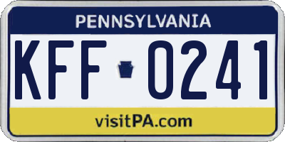 PA license plate KFF0241
