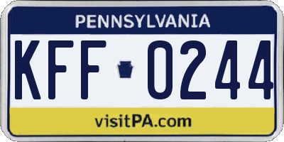 PA license plate KFF0244