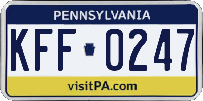 PA license plate KFF0247