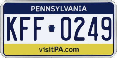 PA license plate KFF0249