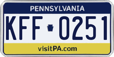 PA license plate KFF0251