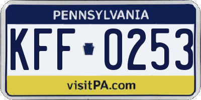 PA license plate KFF0253