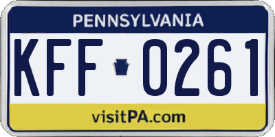 PA license plate KFF0261