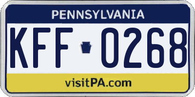 PA license plate KFF0268