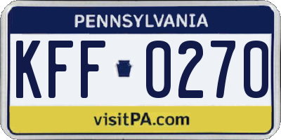 PA license plate KFF0270