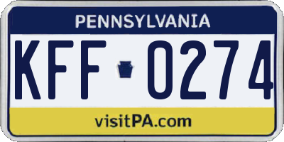 PA license plate KFF0274