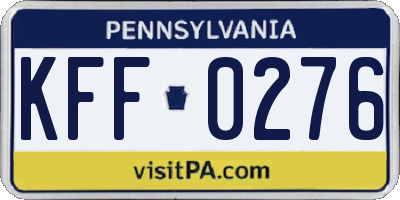 PA license plate KFF0276