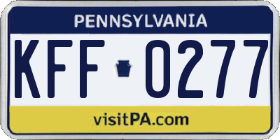 PA license plate KFF0277