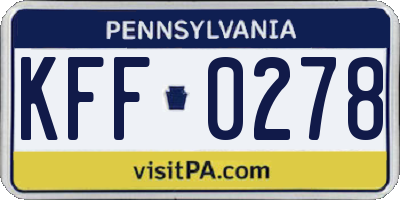 PA license plate KFF0278