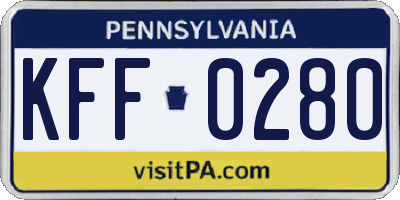 PA license plate KFF0280