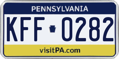 PA license plate KFF0282