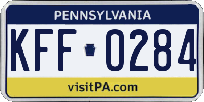 PA license plate KFF0284