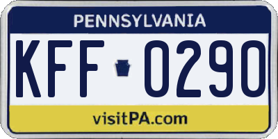 PA license plate KFF0290