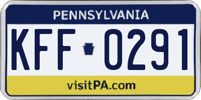 PA license plate KFF0291