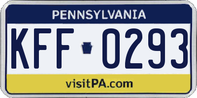 PA license plate KFF0293