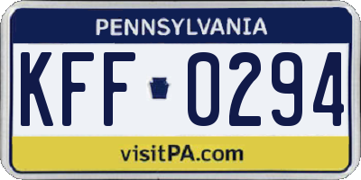 PA license plate KFF0294