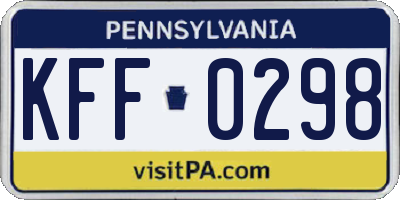 PA license plate KFF0298