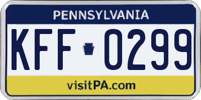 PA license plate KFF0299