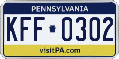 PA license plate KFF0302