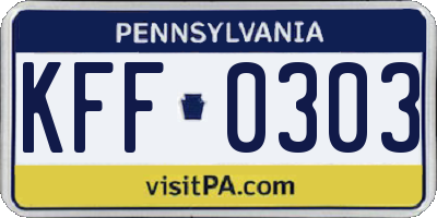 PA license plate KFF0303