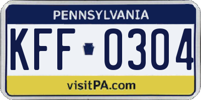 PA license plate KFF0304