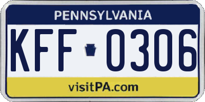 PA license plate KFF0306