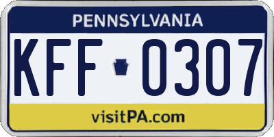PA license plate KFF0307
