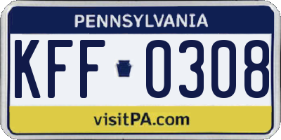 PA license plate KFF0308