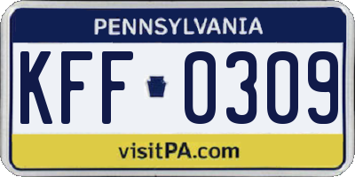 PA license plate KFF0309