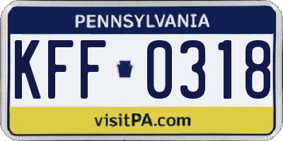 PA license plate KFF0318