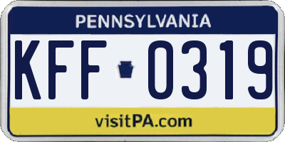PA license plate KFF0319