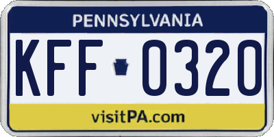 PA license plate KFF0320