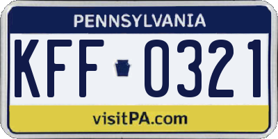 PA license plate KFF0321