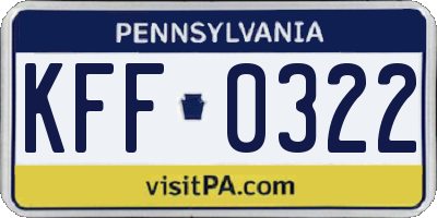 PA license plate KFF0322