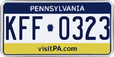 PA license plate KFF0323