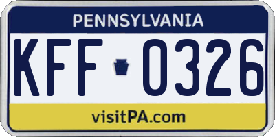 PA license plate KFF0326