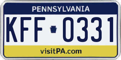 PA license plate KFF0331