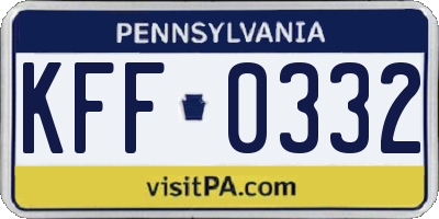 PA license plate KFF0332