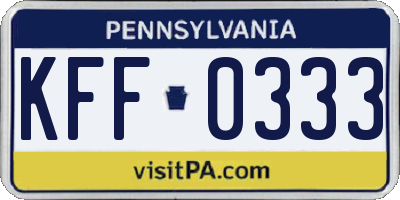 PA license plate KFF0333