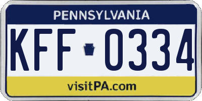 PA license plate KFF0334