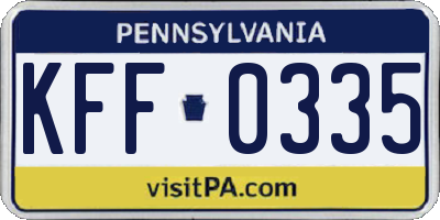 PA license plate KFF0335