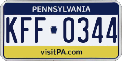 PA license plate KFF0344