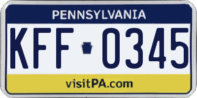 PA license plate KFF0345