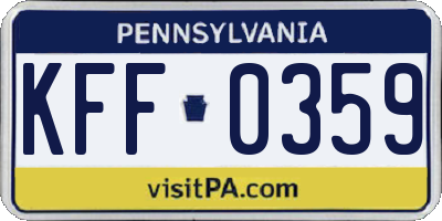 PA license plate KFF0359