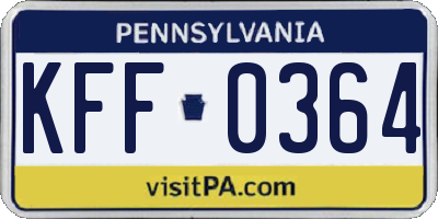 PA license plate KFF0364