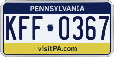 PA license plate KFF0367